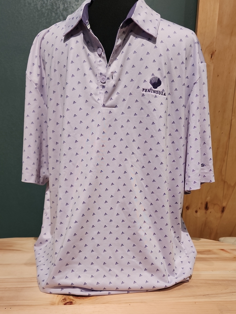 adidas Light Lavender Polo with Purple Triangle Print